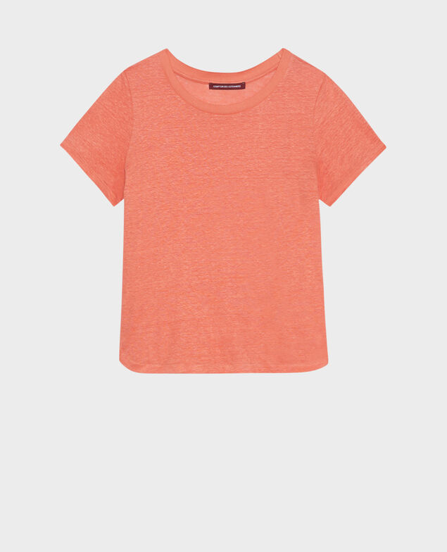 AMANDINE - linen round neck t-shirt 21 light orange