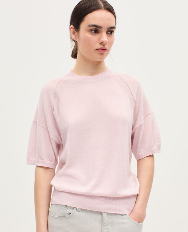 Merino wool and silk jumper K100 bloom pink