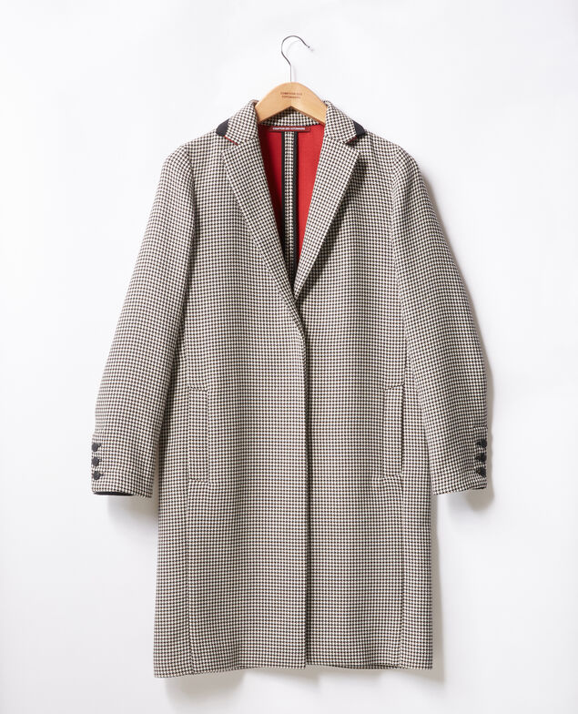 Houndstooth jacquard coat Red
