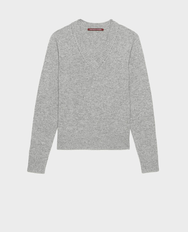 V-neck cashmere jumper Light grey melange