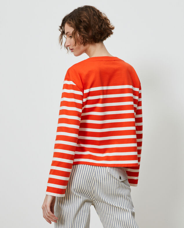 Long-sleeve striped t-shirt Stp spicyorange white