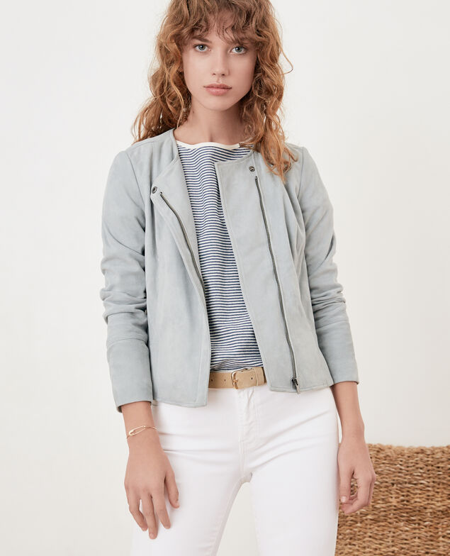 Short suede jacket Silvergreen