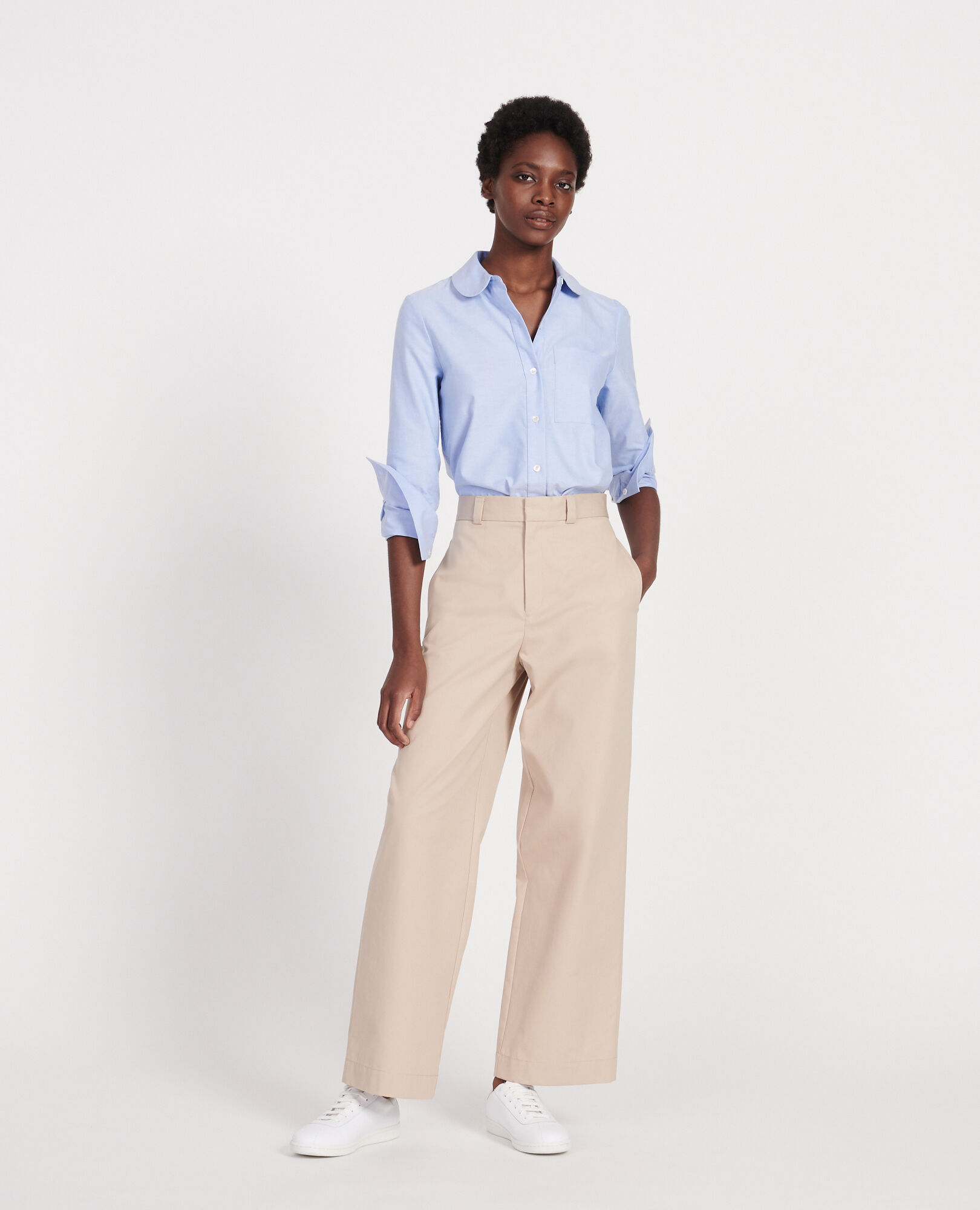 Cotton boyfriend trousers oxford tan - Comptoir des Cotonniers