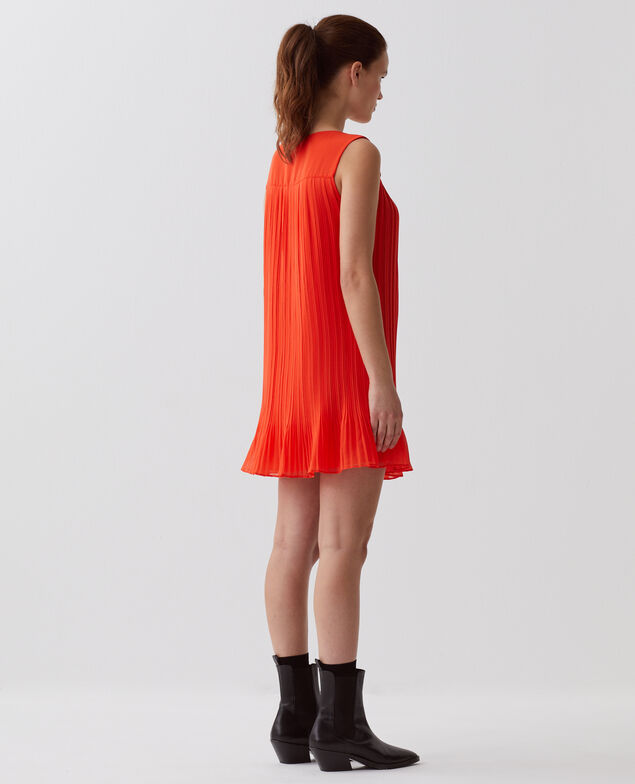 Pleated mini dress I250 cherry tomato