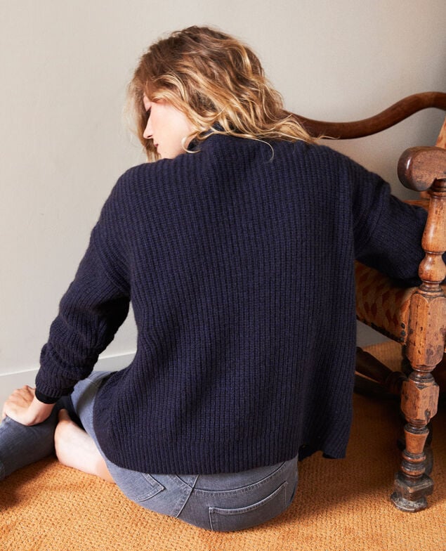 Cable-knit cardigan Dark navy