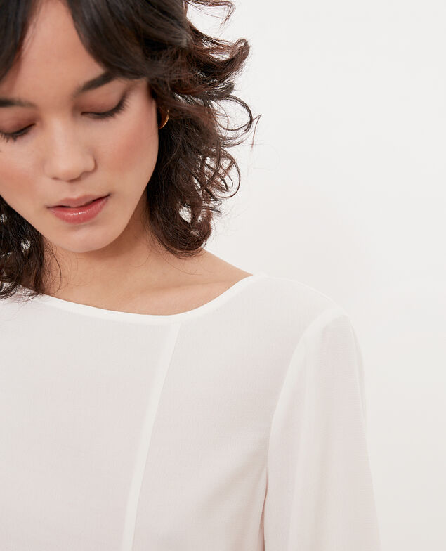 Blouse with round collar White