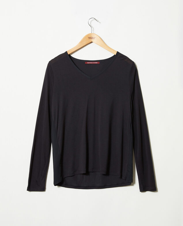 Bimaterial T-shirt Noir