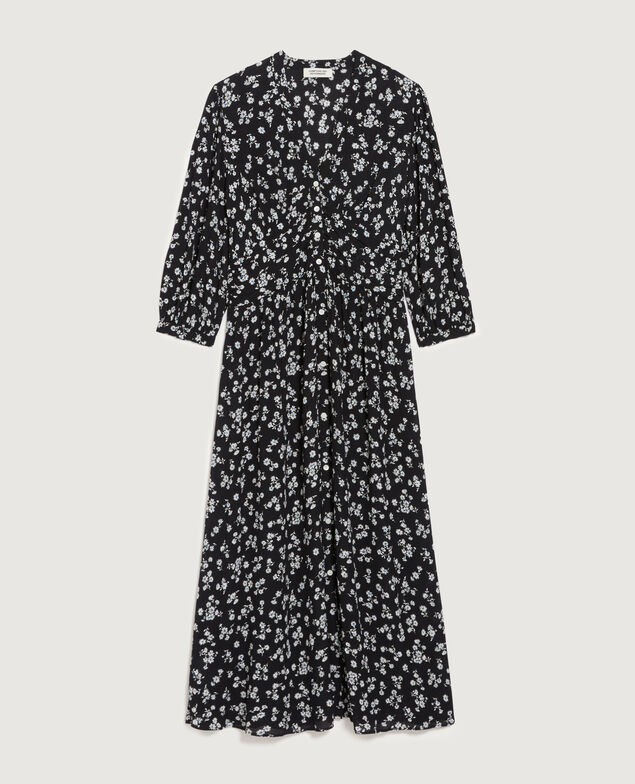 Silky maxi dress K094 daisy black