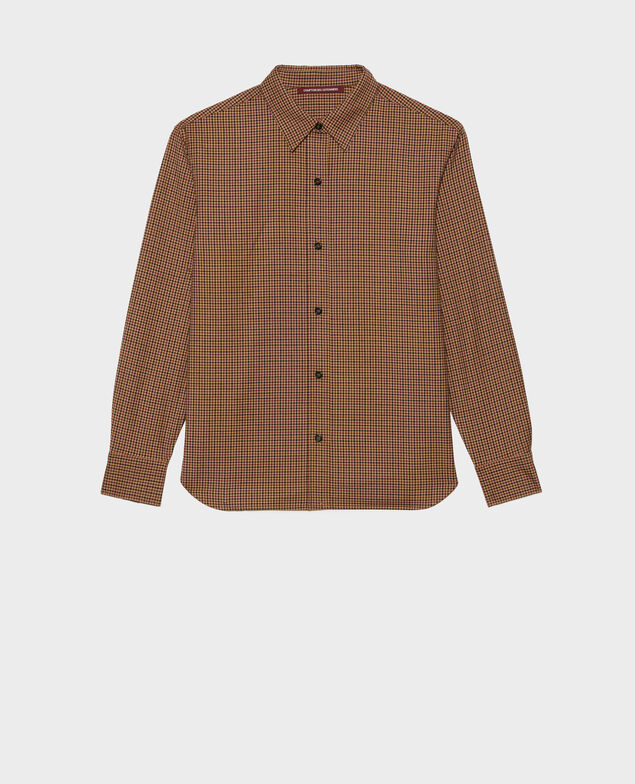 Fine wool boyfriend shirt Little check latte