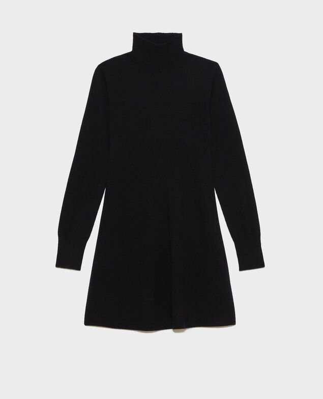 3D cashmere blend mini dress Black beauty