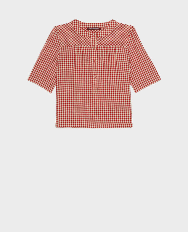 Linen blouse Vichy ketchup buttercream