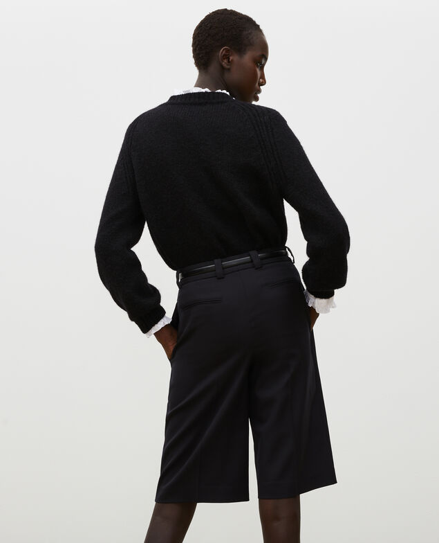 Loose boatneck wool jumper Black beauty