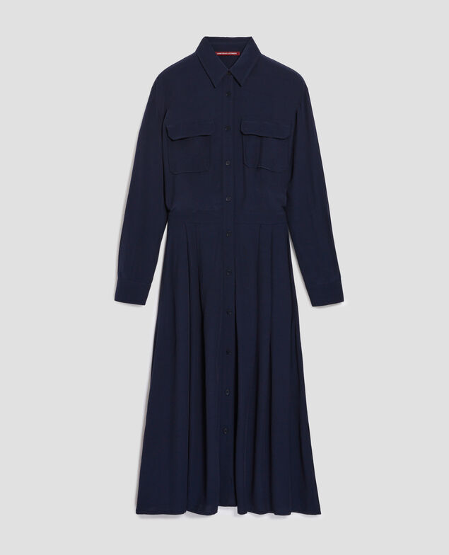 Silky shirt dress H694 baritone blue