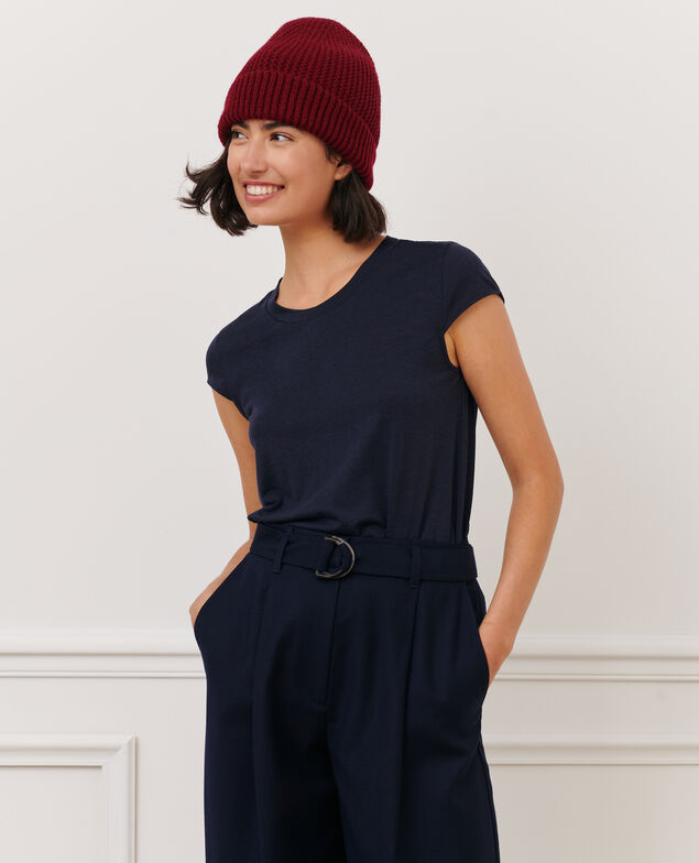 MANON - Round neck cotton blend t-shirt 7012c 69 navy