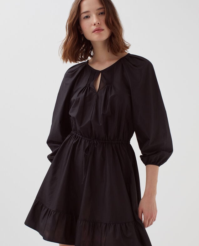 3/4-sleeve mini dress H091 black beauty