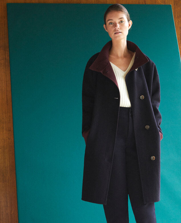 Coat with stand-up collar Blue