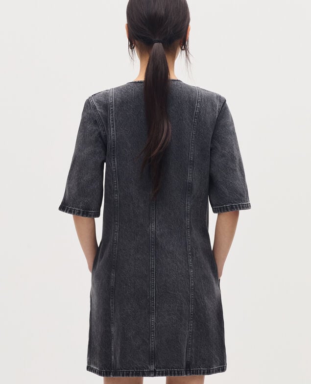 Cotton mini dress K081 dark gray