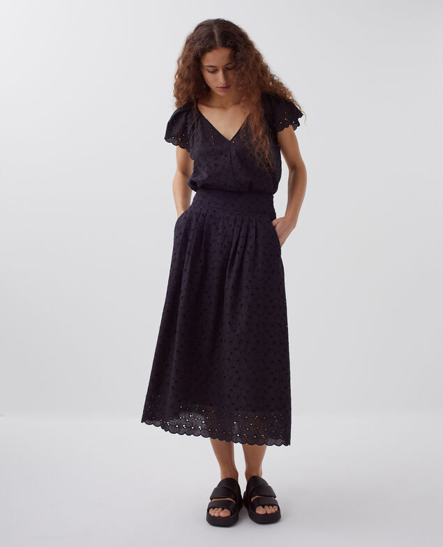 Broderie anglaise maxi dress H091 black beauty