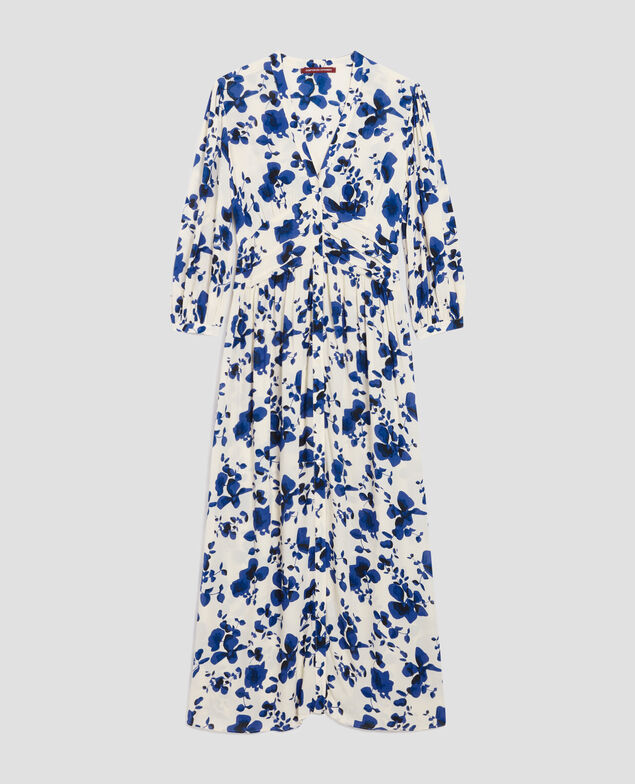 Silky maxi dress I302 floral white