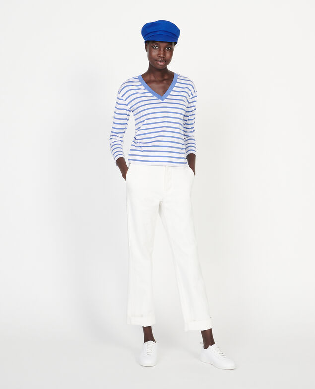 Egyptian cotton t-shirt Stripes optical white amparo blue
