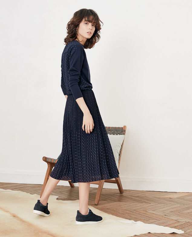 Pleated skirt with spots Ring dots marine