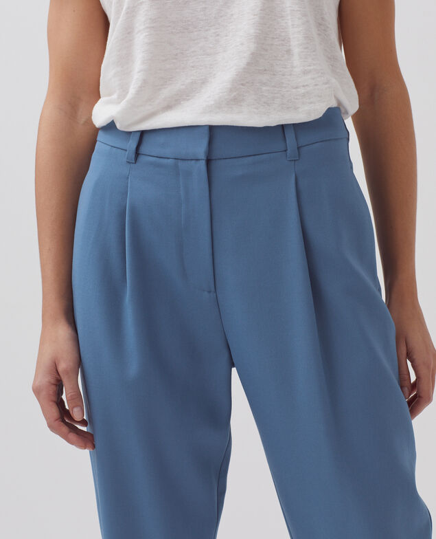 PEGGY - Wool carrot trousers A622 blue horizon