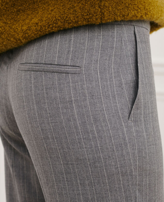 MARGUERITE - Cigarette trousers 6005 light grey stripe
