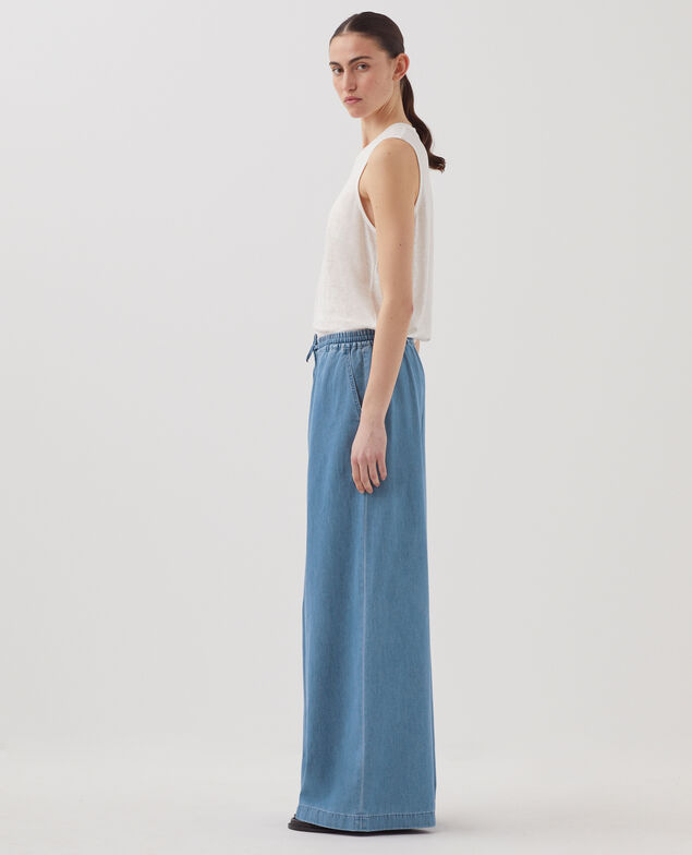 Loose cotton trousers J630 blue wash