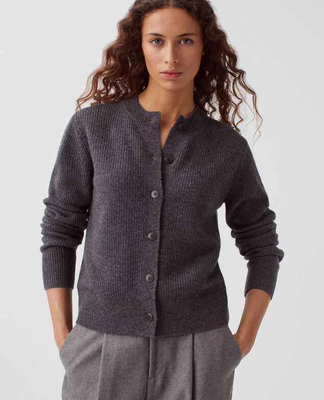 Wool cardigan U081 dark grey