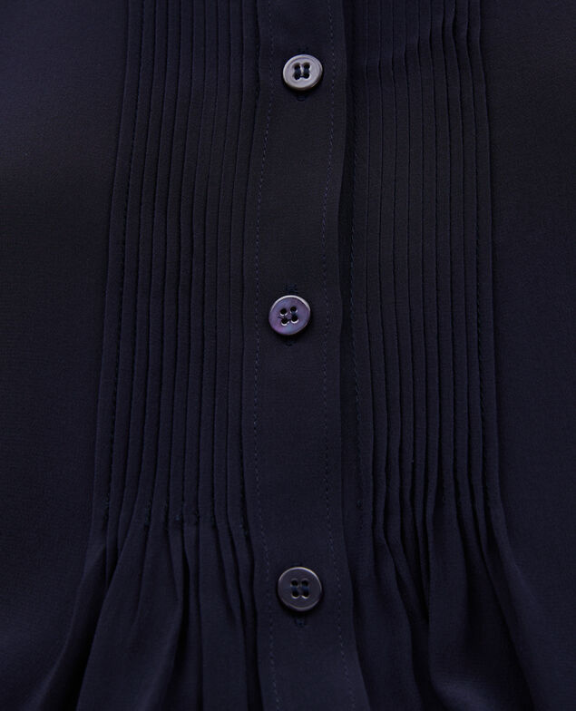 Loose long-sleeve silk shirt Night sky