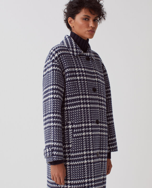 Long coat I681 houndstooth ble