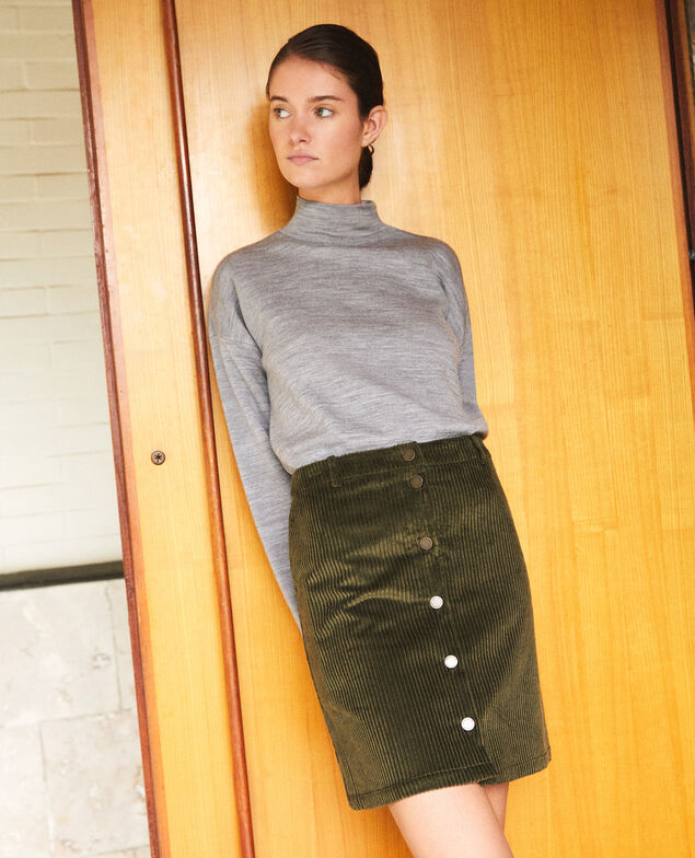 Ribbed corduroy skirt Olive night