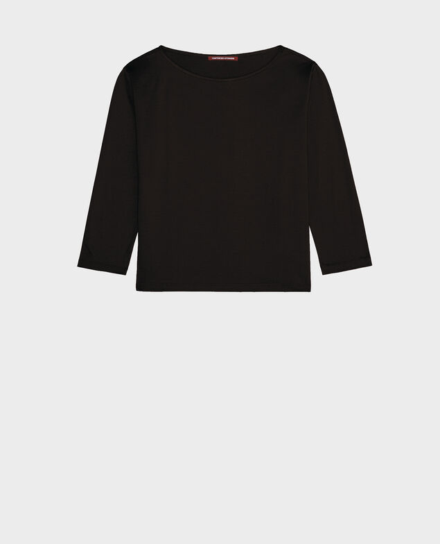 Boatneck long-sleeve cotton t-shirt Black beauty