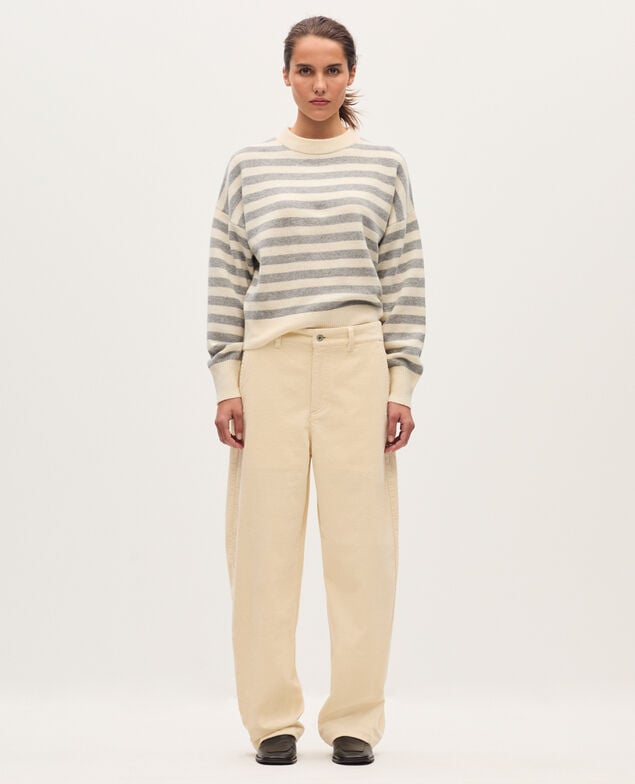 Round neck wool jumper K012 st grey white