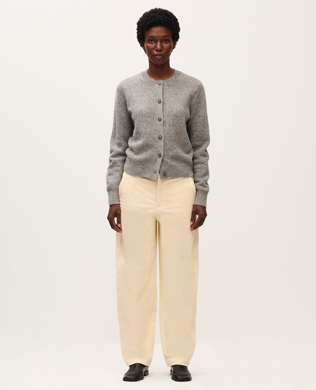 Round neck cardigan  U020 light gray