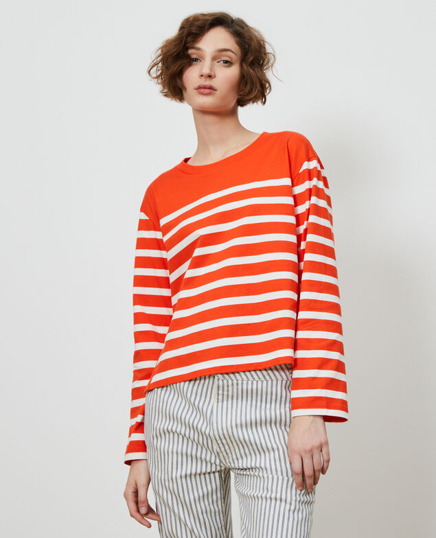 Long-sleeve striped t-shirt Stp spicyorange white