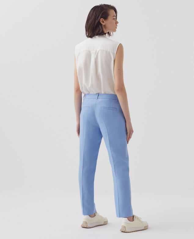 MARGUERITE - Linen cigarette trousers H612 bel air blue