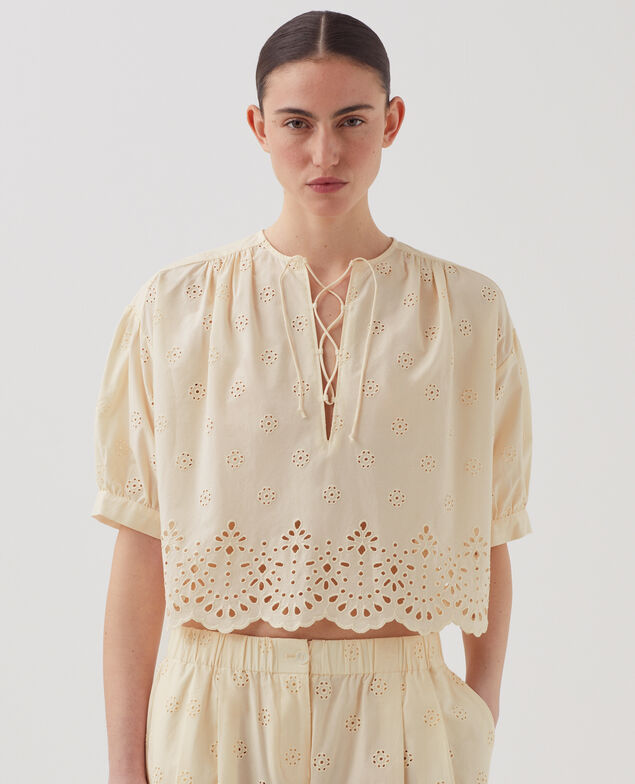 Cotton broderie anglaise blouse I307 ecru