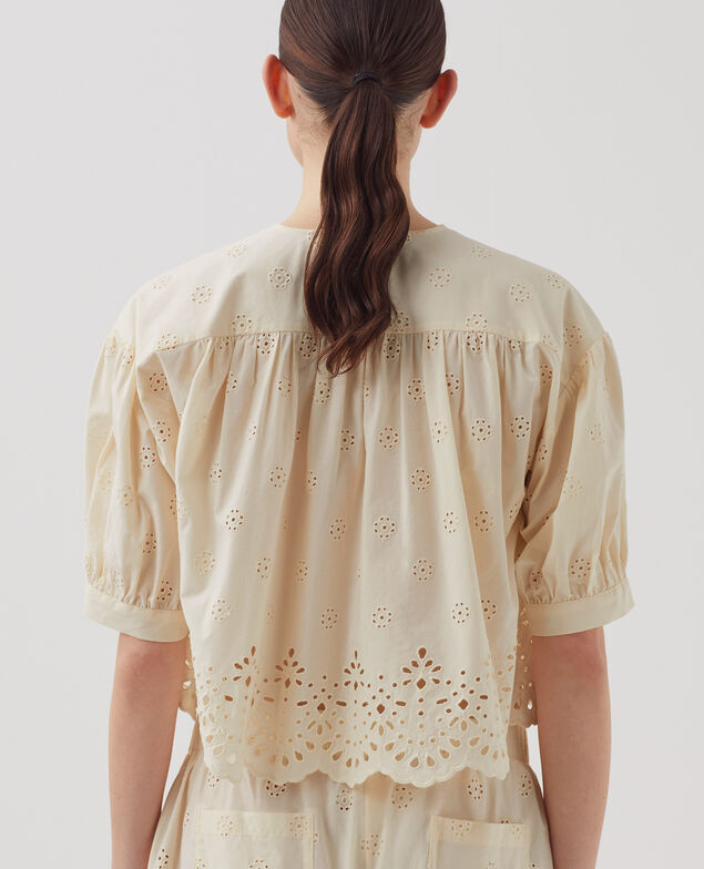 Cotton broderie anglaise blouse I307 ecru