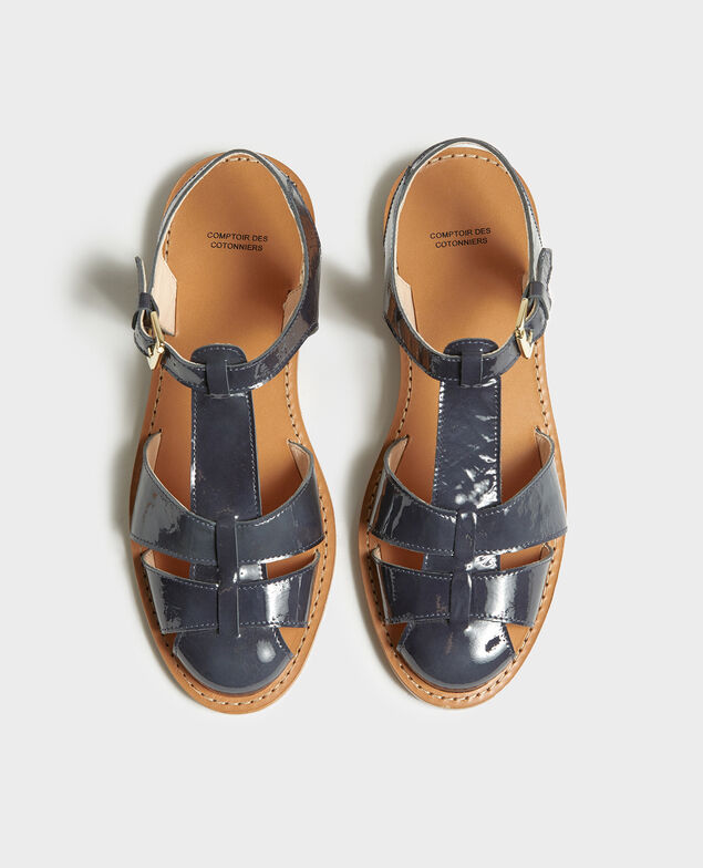 Patent leather sandals Maritime blue