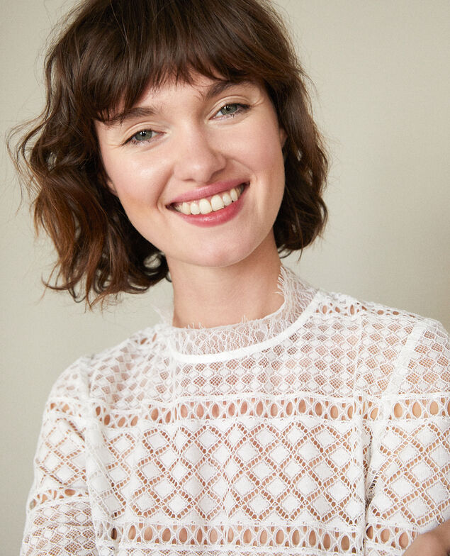 Openwork lace blouse White