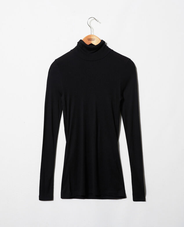 Rollneck cashmere-blend t-shirt Noir