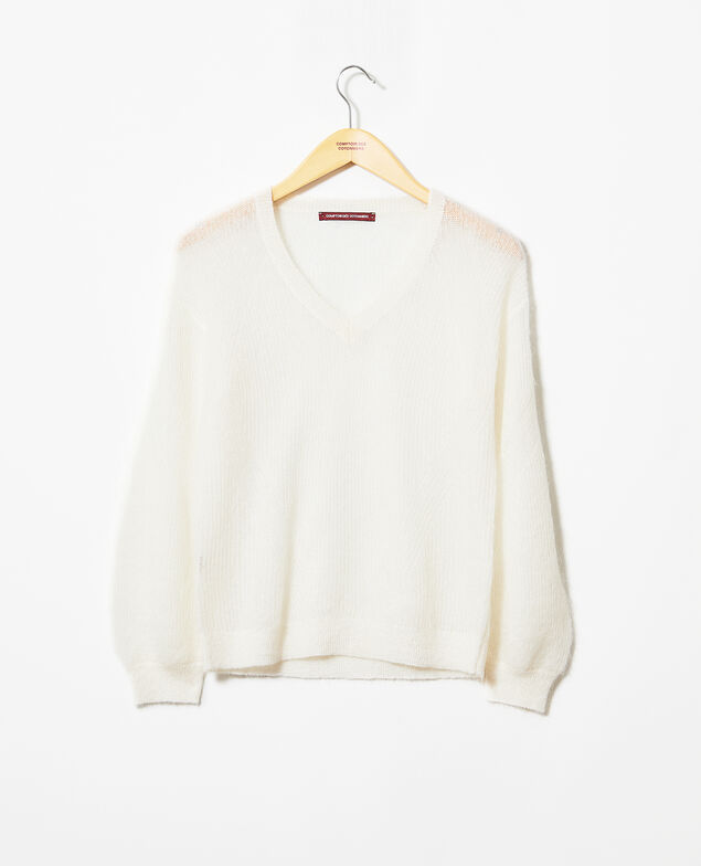 V-neck mohair jumper Off white