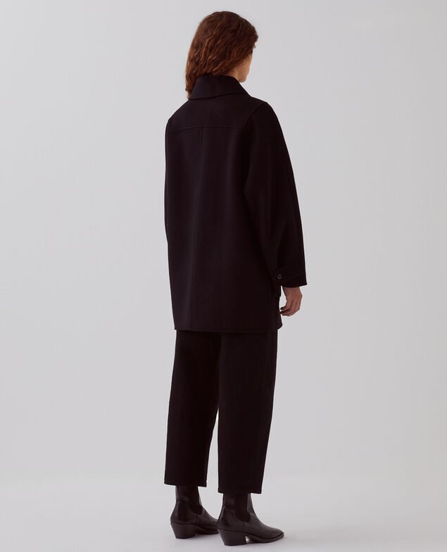 Double-sided wool and cashmere peacoat A091 black