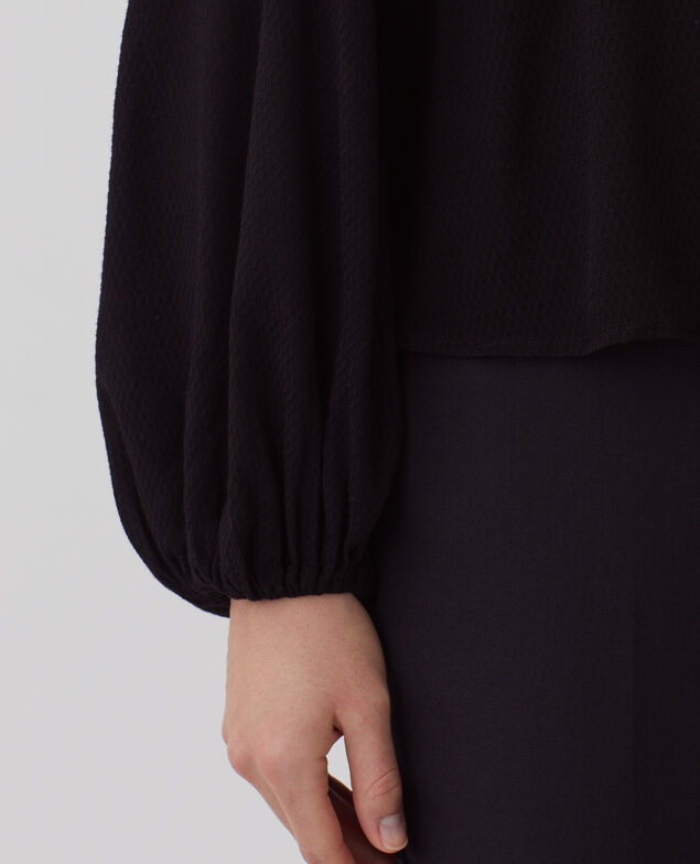 Silky wrap blouse H091 black beauty