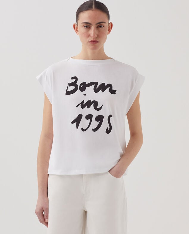 Boxy cotton t-shirt J000 white base 95