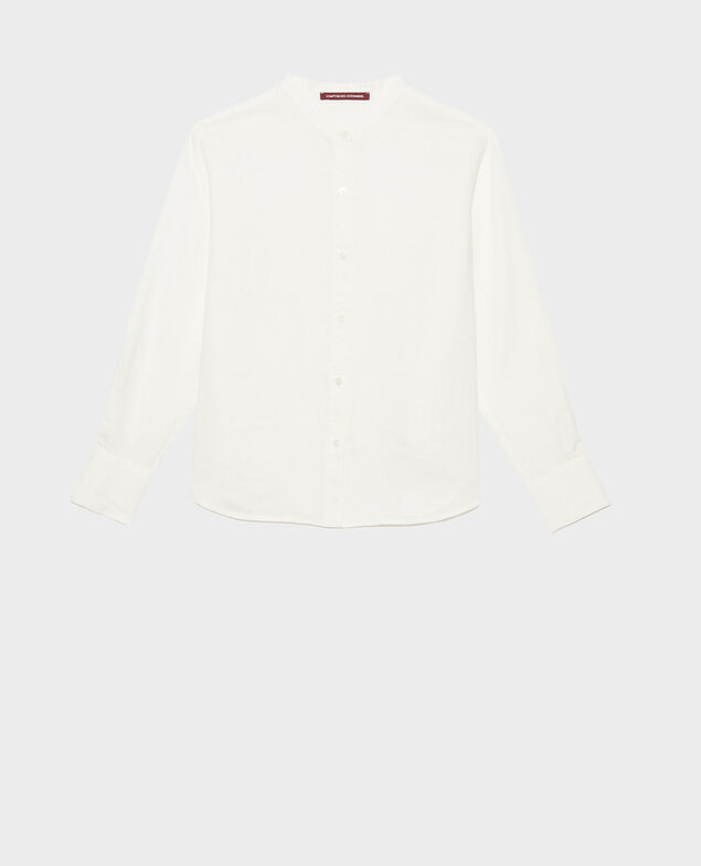 Collarless linen shirt Gardenia