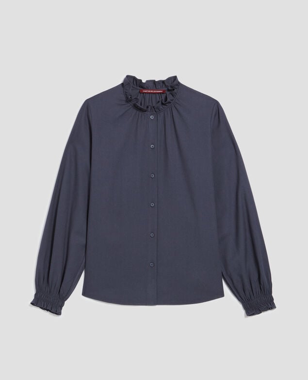Ruffle neck blouse I083 odyssey gray