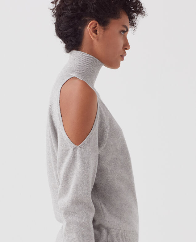 Cold shoulder jumper I025 ashen gray lurex