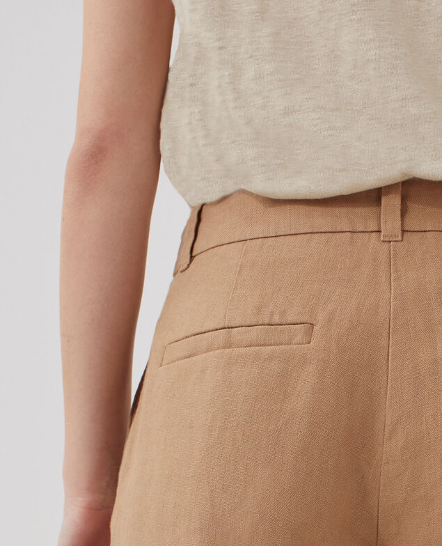 MARGUERITE - Linen cigarette trousers H330 tiger's eye